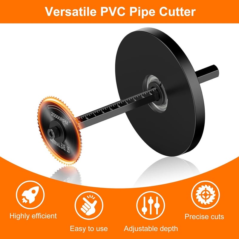 Dakule Inside Pipe Cutter for PVC Pipe, Cutter Tool Set with scale - Adjustable Depth Gauge, 6 Black Blades, 4" Black Hex Shank - Image 5